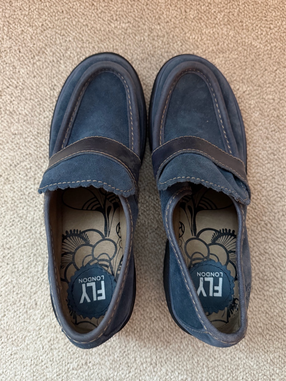 Fly London Women's Navy Suede Penny Loafers